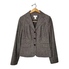 Ann Taylor LOFT Neutral Wool Blend Tweed Business Casual Blazer Jacket 4