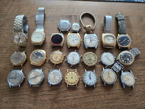 Vintage Timex Lot of 20+ Mens Watches - Various Repairs, Parts, Electronic, Wind