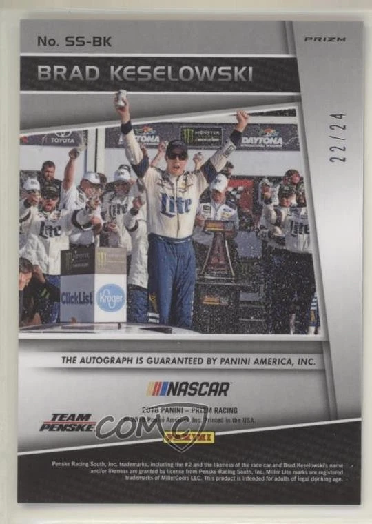 2018 Panini Prizm Scripted Signatures Rainbow /24 Brad Keselowski #SS-BK Auto - Image 2 of 2