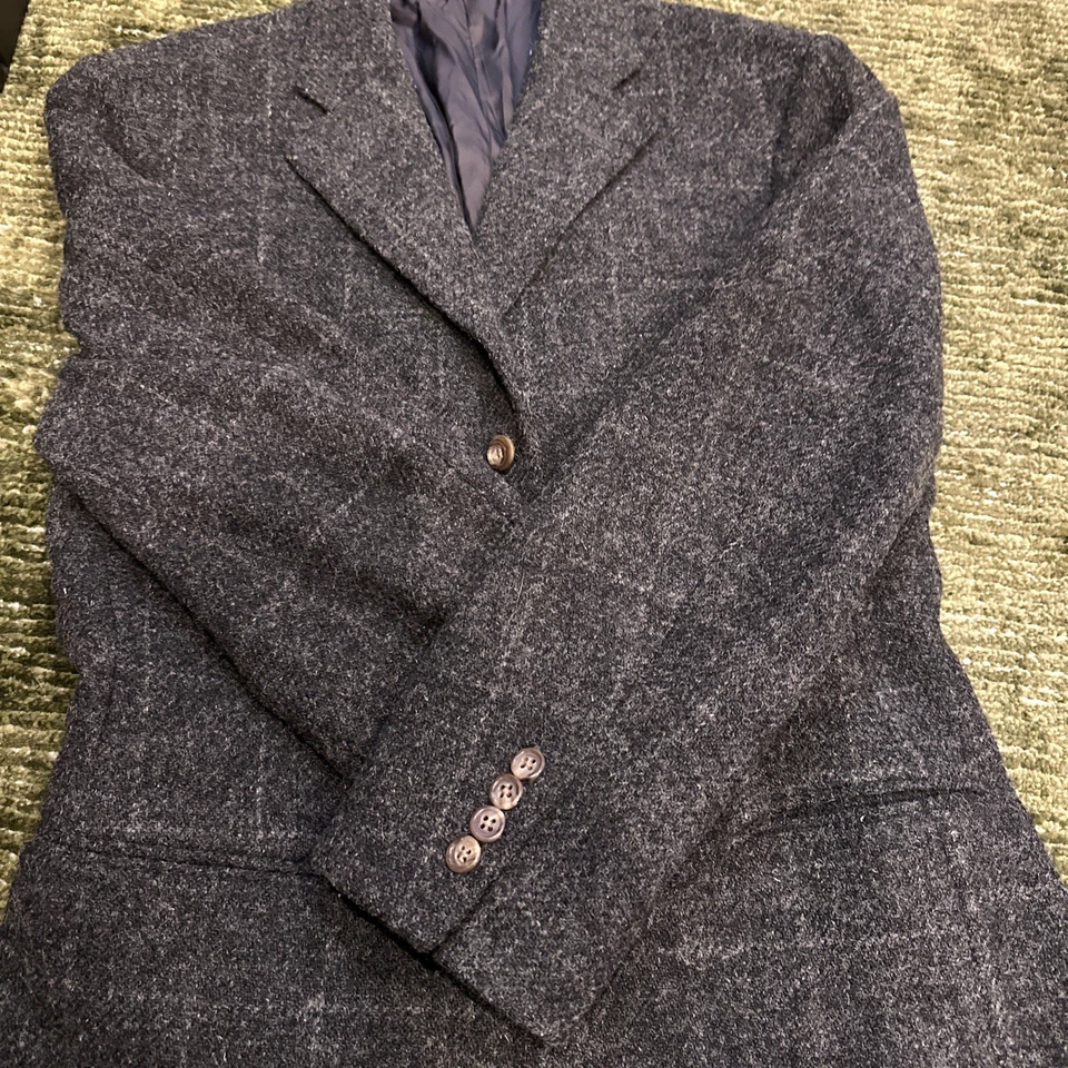 VTG Polo Ralph Lauren Blazer Mens 38 S Charcoal Gray Stripe Wool Jacket Italy - Image 2 of 4