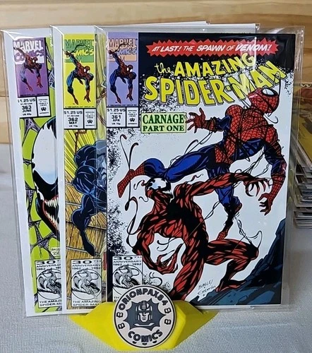 Amazing Spiderman 361-363, 1992 (First Full Carnage) Parts 1-3 NM+