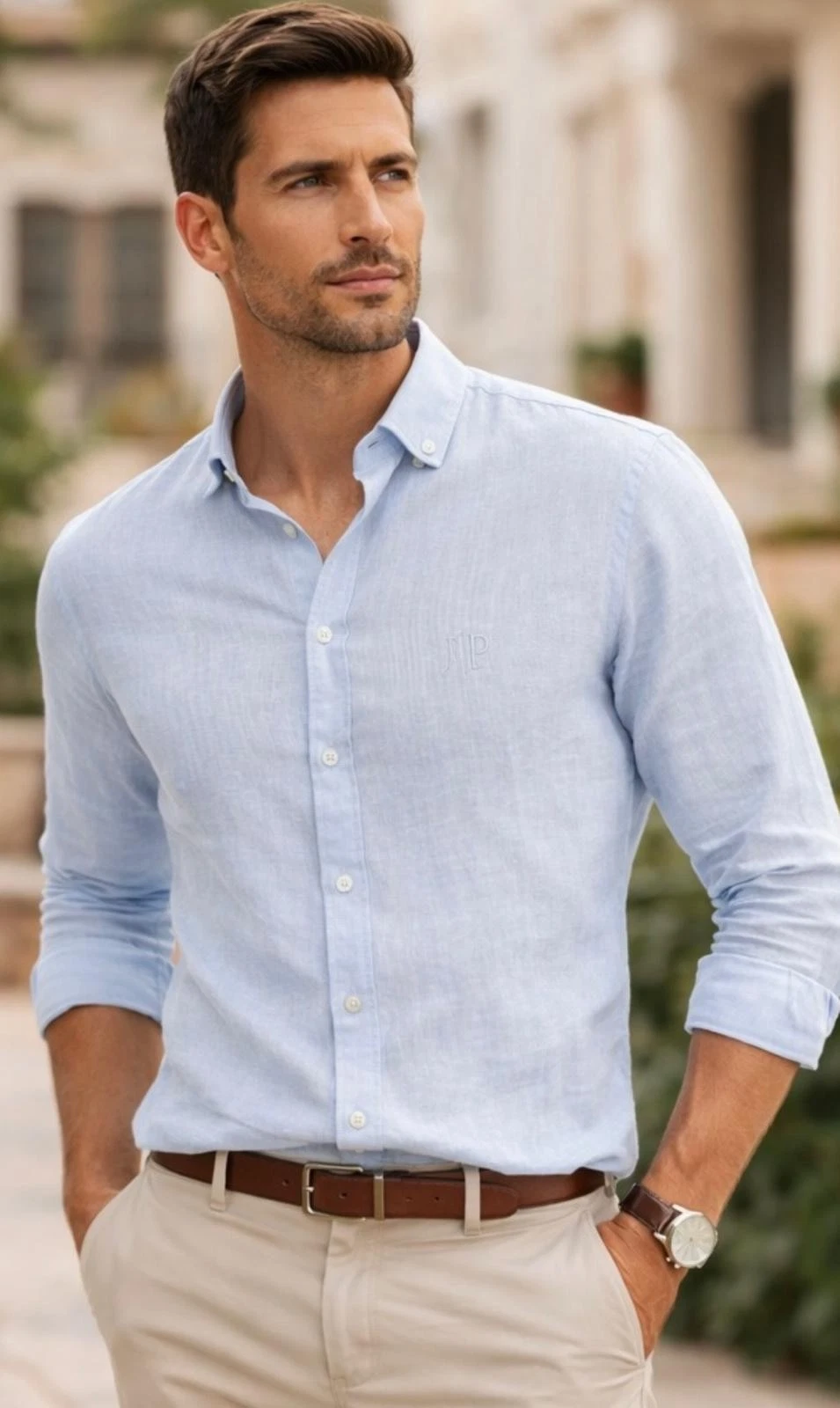 Men’s Linen Shirt XXL Blue Long Sleeve Casual Summer Jepublic