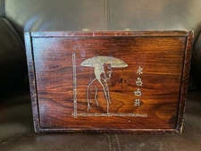 Antique Piroxloid “French Ivory” Mahjong 5 Drawer Wood Box Set 1920's 144 Tiles