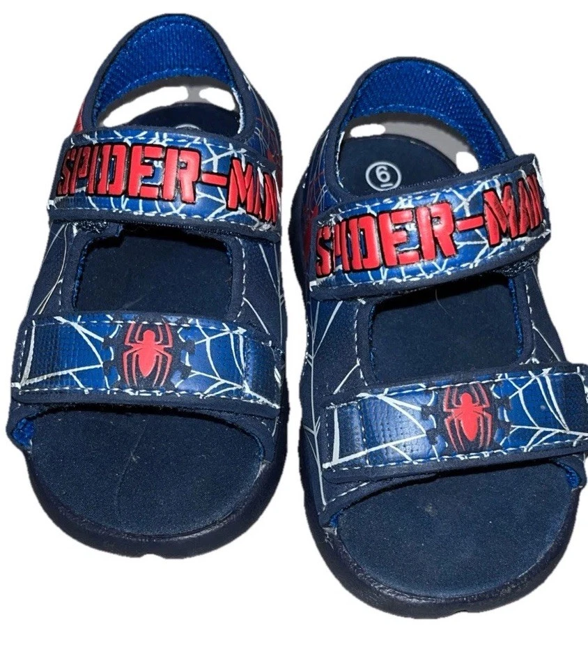 Boys Open-Toe Sandals Marvel Spider-Man Hook&Loop Closure Toddler Size 6 - Image 2 of 4