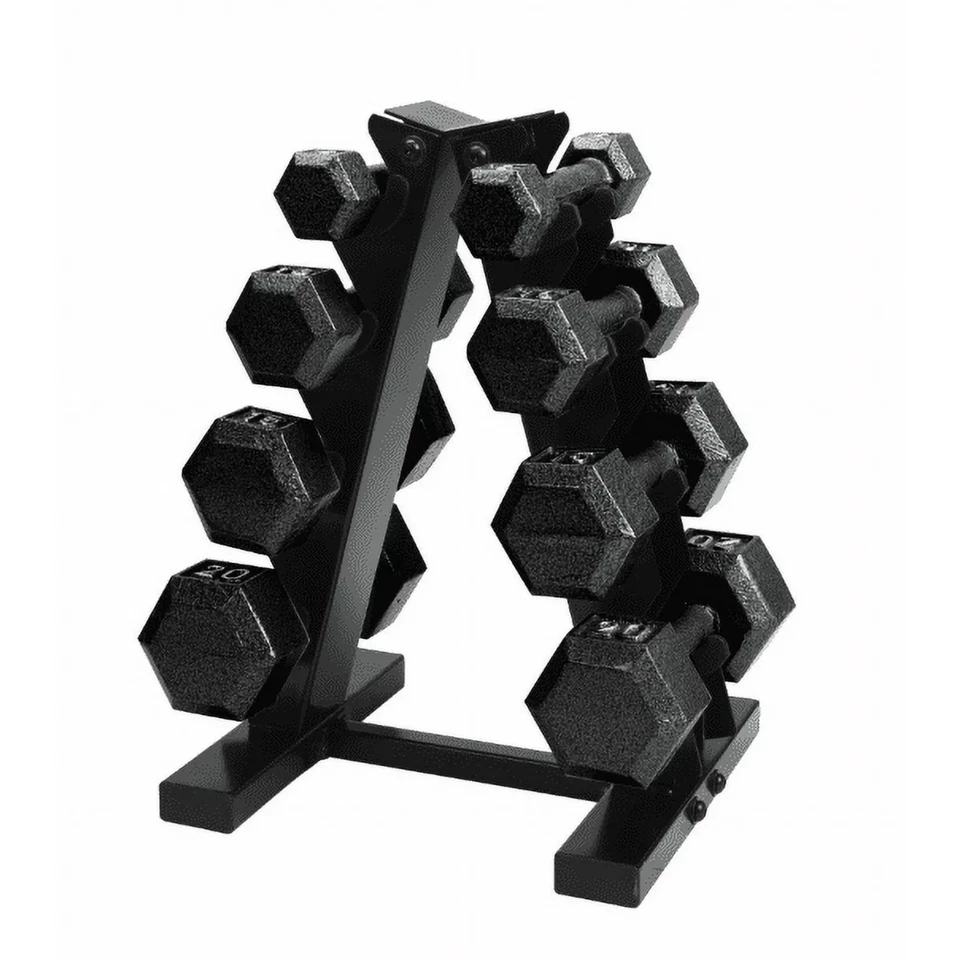 Cap Barbell 100 lb Cast Iron Hex Dumbbell Weight Set with Rack, Black - Image 4 of 4