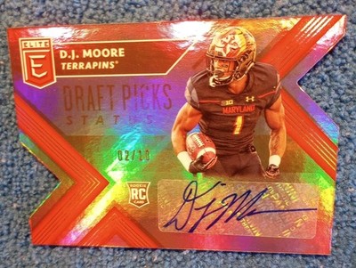 2018 Panini Elite Draft Picks DJ MOORE Die Cut RC GOLD Auto 2/10 1/1 Jersey Mtch