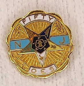 VINTAGE 12K GF  MASONIC OES 50 YEAR SERVICE LAPEL PIN NJ