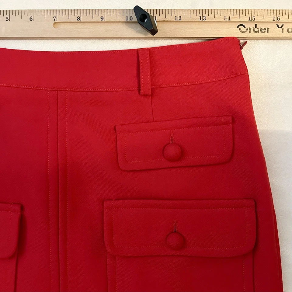 PAUL & JOE Paris Press Sample Red Pocket Pencil Skirt S 28 Wool France OOAK RARE - Image 3 of 4