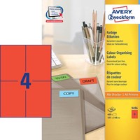 Avery Zweckform Etiketten 3456 Rot 105,0 X 148,0 Mm, 100 Blatt