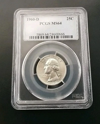 1960 D 25c Silver Washington Quarter PCGS MS 64 #7156