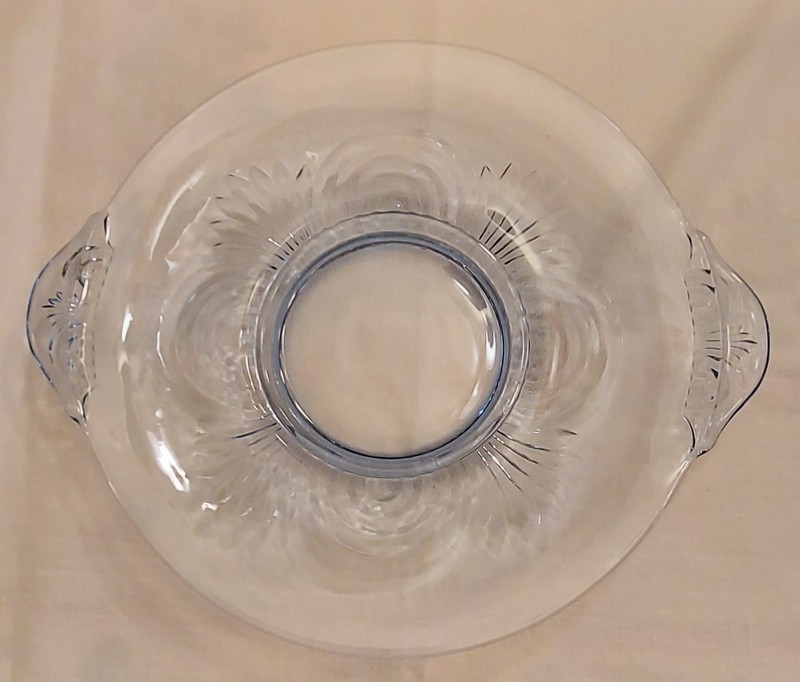 Paden City Blue Largo 13" Glass Tray with Handles Made In USA