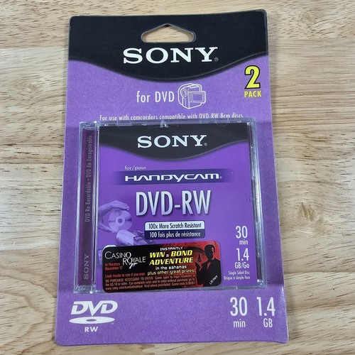 Sony Handycam DVDRW 30min 1.4GB Single Sided Disc 2Pack Set New