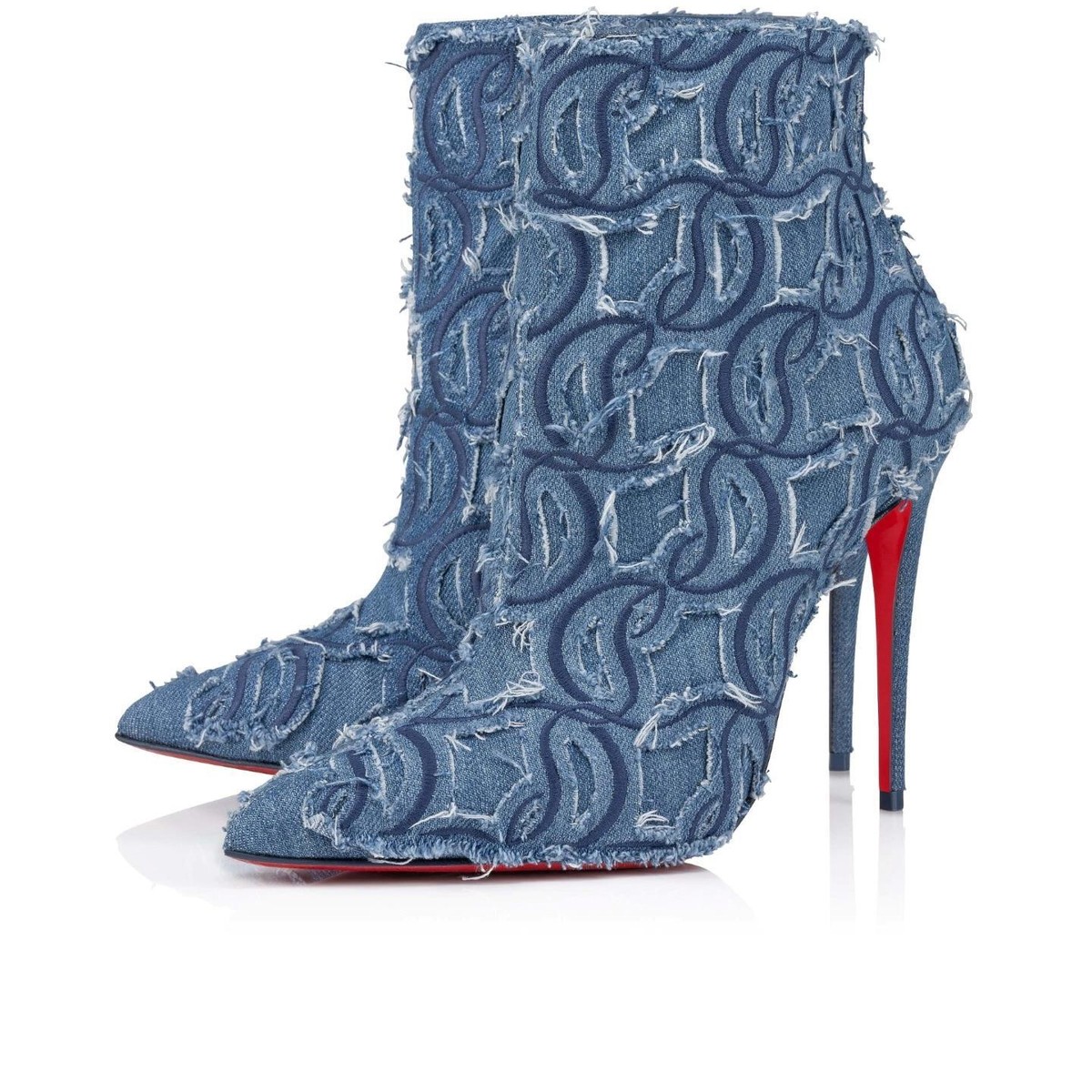 Christian Louboutin SO KATE BOOTY 100 Denim Ankle Bootie Boots