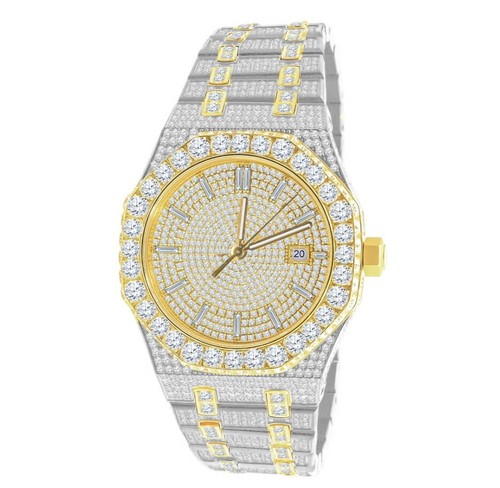 24,65 cwt. VVS/D Moissanite Stahl Luxus Automatik Designer Herren Custom Uhr - Bild 3 von 15