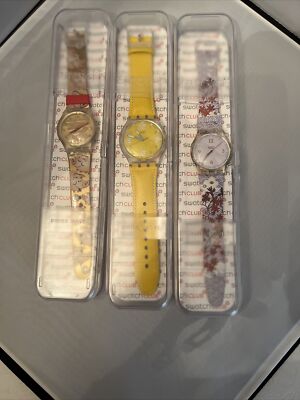 Never Used SWATCH Limited Edition Mystery Vintage Set of 3 