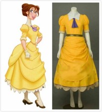 Tarzan Jane Porter Yellow Dress Ball Gown Cosplay Costume &575