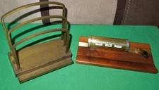 Antique Bradley & Hubbard Brass File Holder & Park Sherman Walnut Cal. Penholder