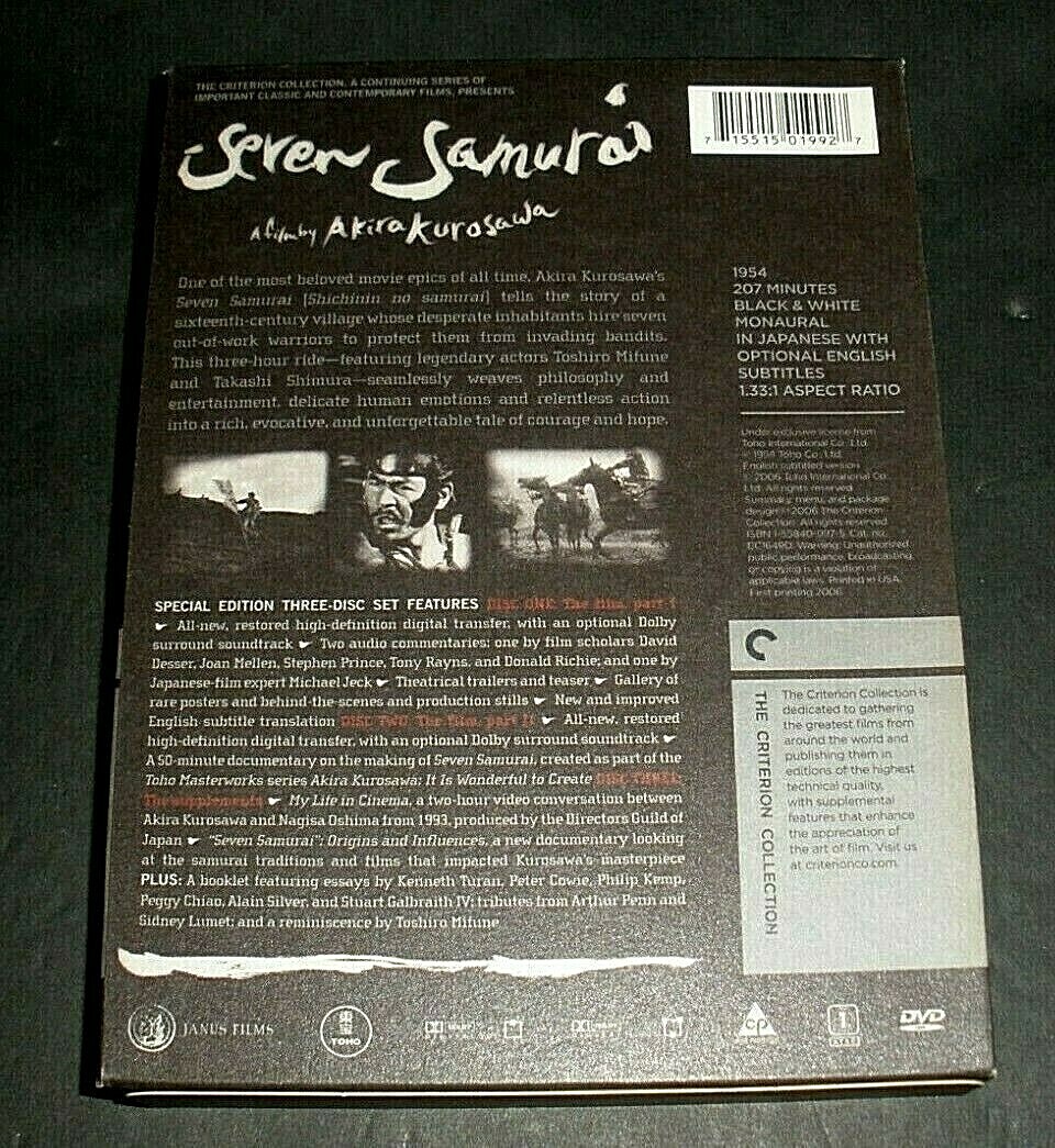 Seven Samurai (1954) 3 DVD Criterion Collection | eBay