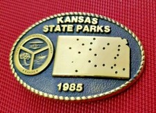 Belt Buckle: Unused 1985 SOLID BRASS Kansas State Parks 813 of 1000 Collectible