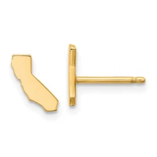 Gold-Plated Sterling Silver California CA Small State Earrings