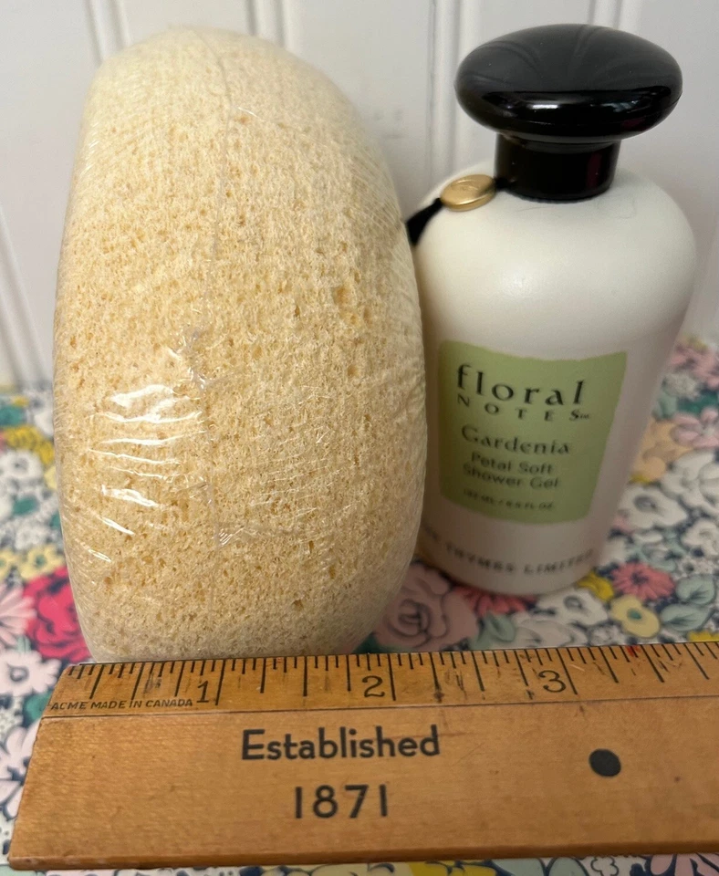 THE THYMES LIMITED GARDENIA GEL DE DUCHA Y ESPONJA CORPORAL GRANDE AVEDA 100% CELULOSA Foto 4 de 4