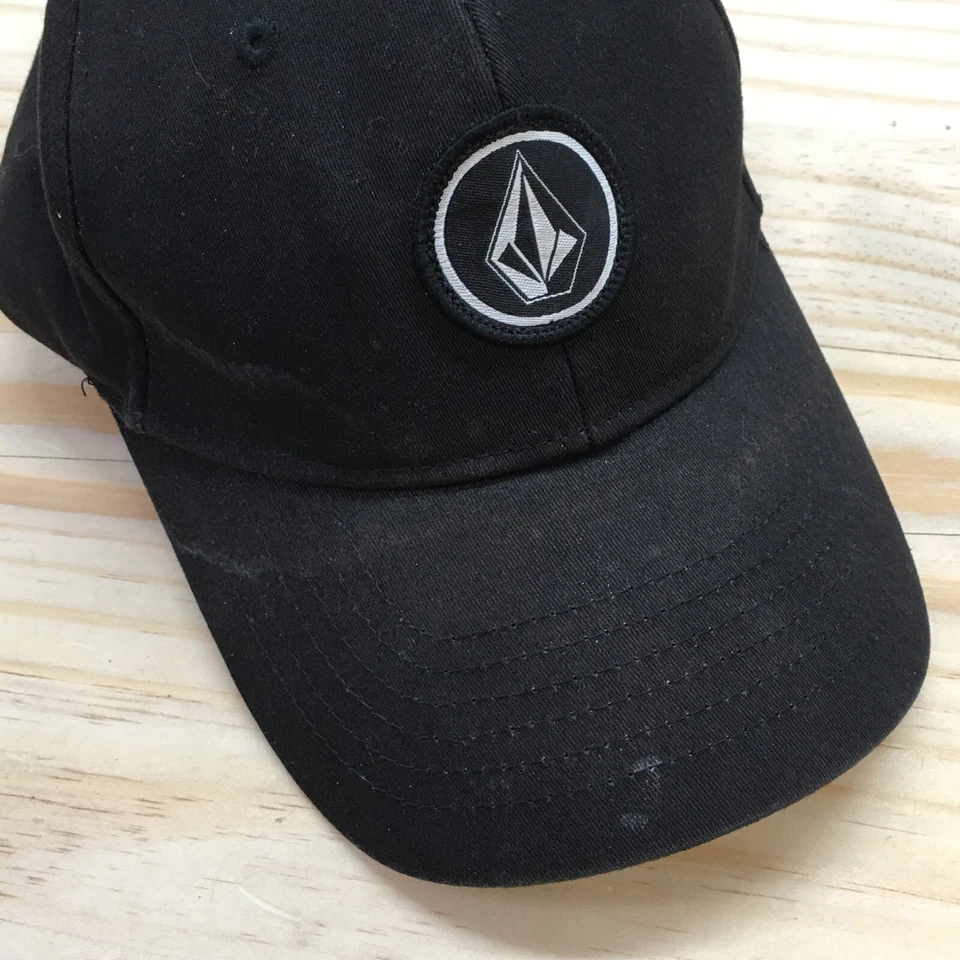 Volcom Baseball Cap Mens Black S-M Fitted Curved Brim Embroidered Logo Cotton - Image 3 of 4