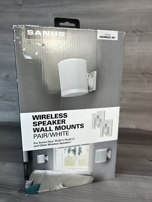 SANUS WSWM22 Wireless Speaker Wall Mounts for the Sonos One, PLAY:1, & PLAY:3 (W