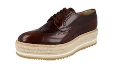 PRADA Platform Espadrilles Derby Dress Shoes 2EG015 Brown NEW -  US 10 EU 43