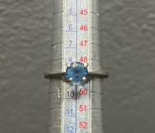 14K Solid White Gold 1 Carat Blue Topaz Ring Size 4.75 WOW 2.7 Grams