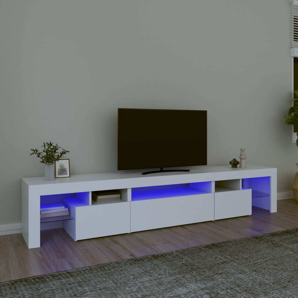 TV-Schrank mit LED-Leuchten Hochglanz-Weiß 260x36,5x40 cm mehrere ...
