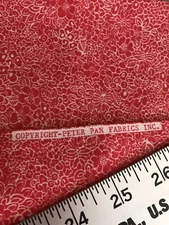 Vtg Peter Pan  Red W/ Tiny White Floral..Cotton FABRIC  2 3/4 yds X 44” Quilts