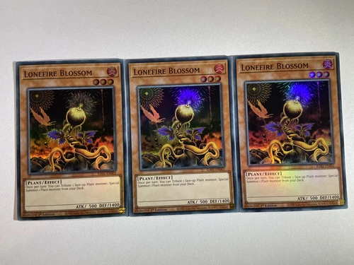 3 x RA01-EN002 Lonefire Blossom Super Rare 1st Edition YuGiOh Playset