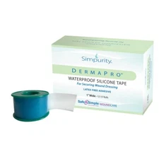 SAFE SIMPLE Box of 12 Simpurity DermaPro Waterproof Silicone Tape, 1" x 5yd