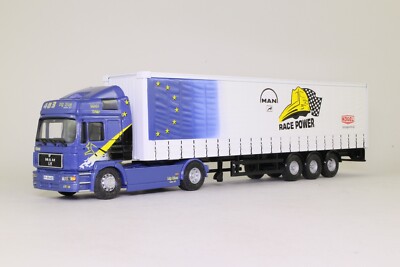 Corgi Modern Truck 75801 MAN F2000 Curtainside Man Race Power *Big Blue*