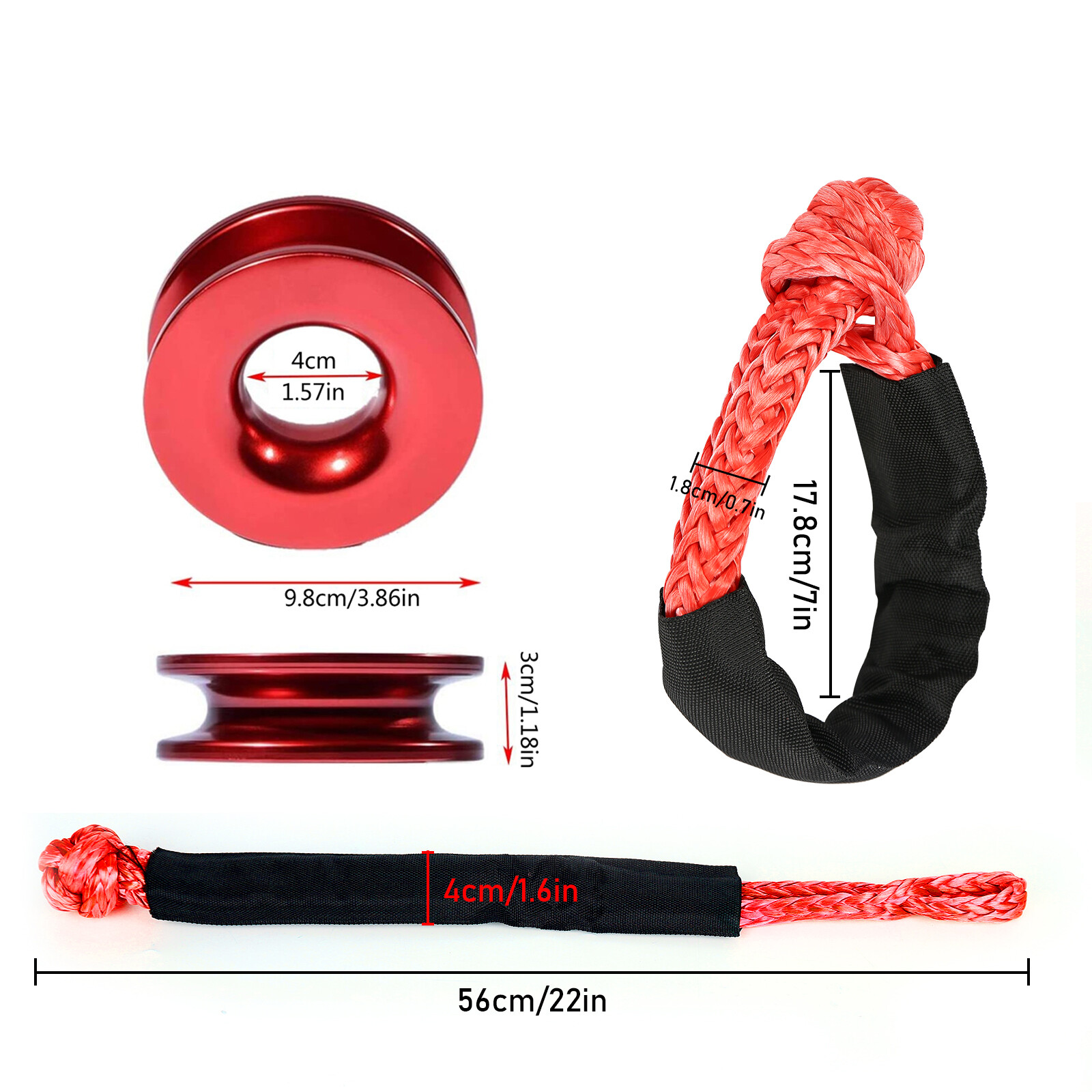 Recovery Ring SnatchRing BlockSnatch Pulley/ Soft Shackle Rope Tow