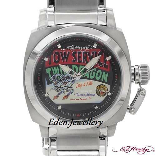 RARE Collectible ED HARDY Tow Service Twin Dragon Stainless