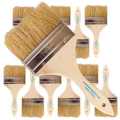12 Pack - 4'' Chip Brushes for Paints, Stains, Varnishes, Glues & Gesso