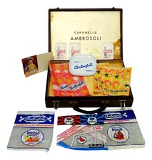 valigetta campionario rappresentante caramelle miele ambrosoli anni 60 gadgets