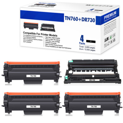 DR730 Drum TN730 TN760 Toner High Yield For Brother MFC-L2730DW MFC-L2750DW Lot