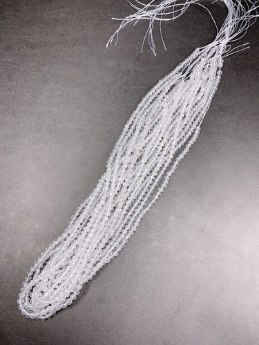 AAA Genuine natural Clear Quartz white crystal beads Faceted Round 15.5" Strand - Picture 5 of 8