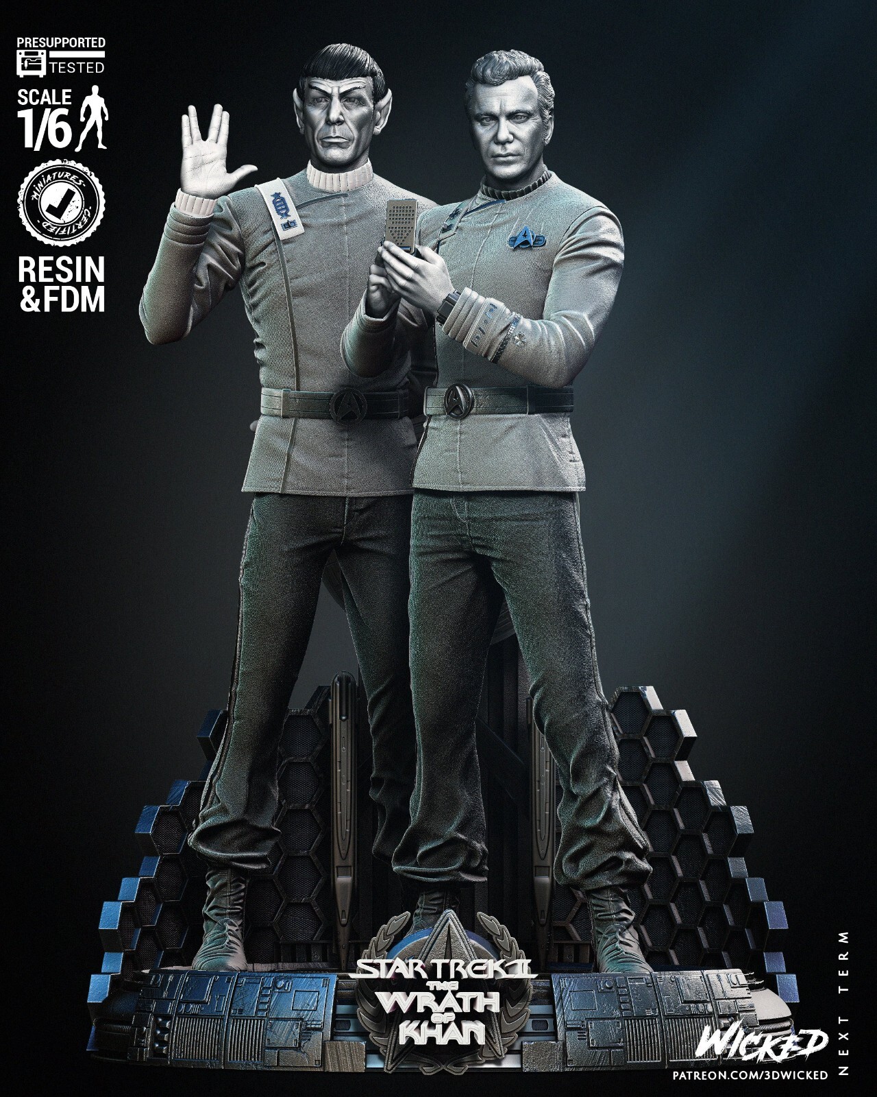 Star Trek Diorama Captain Kirk Mr Spock 1/24 resina impresión 3D sin pintar sin montar