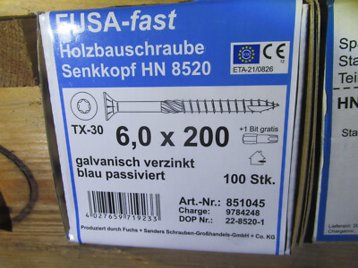 Holzschrauben 6x200mm 100Stck seko verzinkt  + Bit  / H2PalContseite