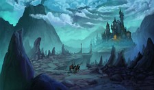 Landscape art illustration environment fantasy Custom Gaming Mat Desk