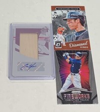 Christian Yelich Signed Jumbo Bat 1/1 Printing Plate- Optic- Prizm (3) Card Lot!