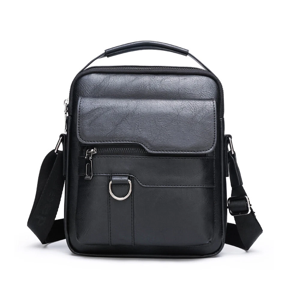 Men's Leather Handbag Shoulder Bag Business Briefcase Crossbody Casual Fashion - Image 4 of 4