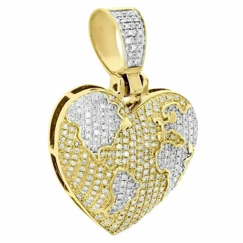 2.00Ct Round Cut Moissanite Puffed Heart Shape Pendant 14K Yellow Gold Plated - Imagen 2 de 8