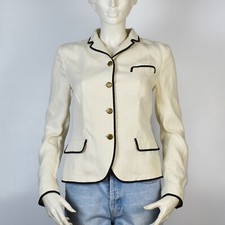 RALPH LAUREN Women's Vintage 100 LINEN Italy Ivory Unlined Blazer Jacket Sz 6