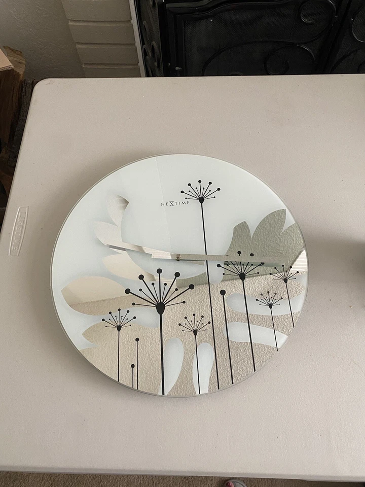NeXtime’s Urban Modern Wall Clock, Blk & Wht Round Mirrored GlassAA Battery Run - Image 2 of 4