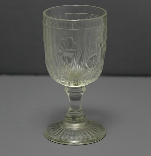 Vintage Jeannette Depression Glass IRIS & HERRINGBONE Cordial Stem - Foto 2 di 6