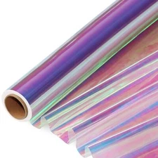 66 Ft Iridescent Cellophane Wrap Roll (17'' Wide X 66' Long) Transparent Iridesc